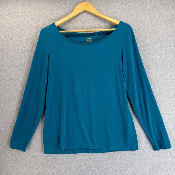Amber Sun Tops - Amber Sun Long Sleeve Top Teal Blue Soft Knit Casual Everyday Comfort Size Large